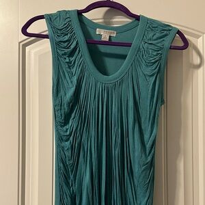 Kenar Turquoise Sleeveless Ruched Top